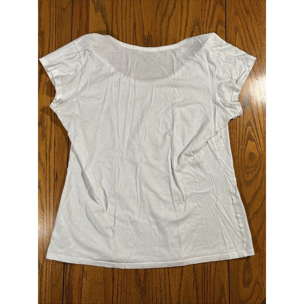 GUESS Be You Tiful White Shirt (Women's Size XL) Pink Rose • Beautiful - Picture 4 of 5